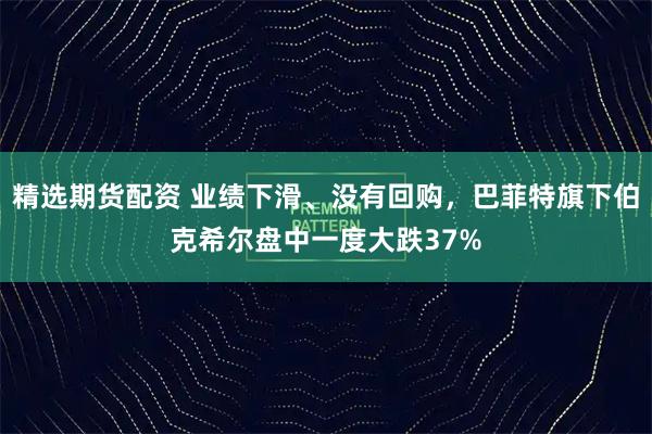 精选期货配资 业绩下滑、没有回购，巴菲特旗下伯克希尔盘中一度大跌37%